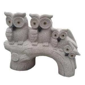 新宏石材-石雕动物雕刻树头猫头鹰造型雕刻摆件